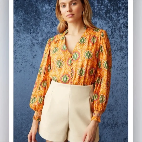 Marie Oliver Imogene Ikat style blouse.